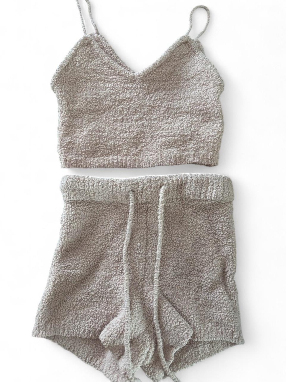 Garage Cozy Sherpa Two-Piece Lounge Set in Light Taupe